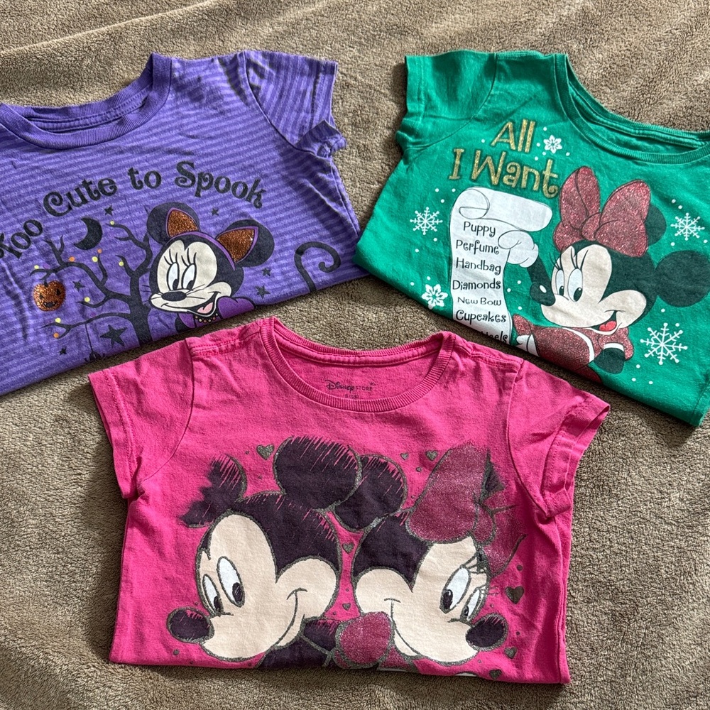 3 PC - Disney Minnie Mouse Holiday T-Shirt Tee Bundle